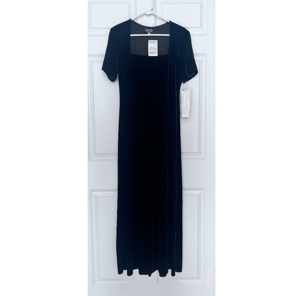 Long Black Velvet Onyx Nite Dress Vintage NWT